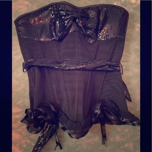 Adore Me Black Corset Large with Sequin Accents